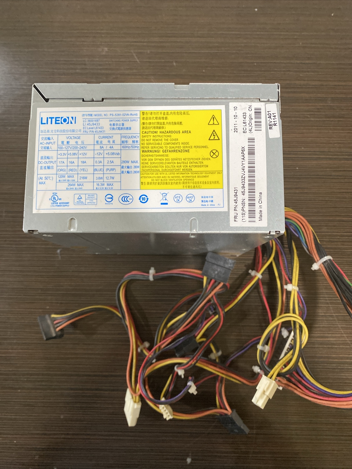 Lite On Lenovo PS-5281-02VA-RoHS 54Y8854 Power Supply 280W