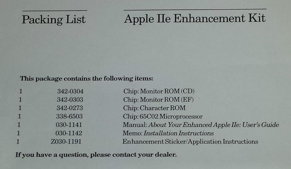 Apple IIe Enhancement Kit For Apple //e upgrade A2M2052 (UK, US, IT, FR, German)