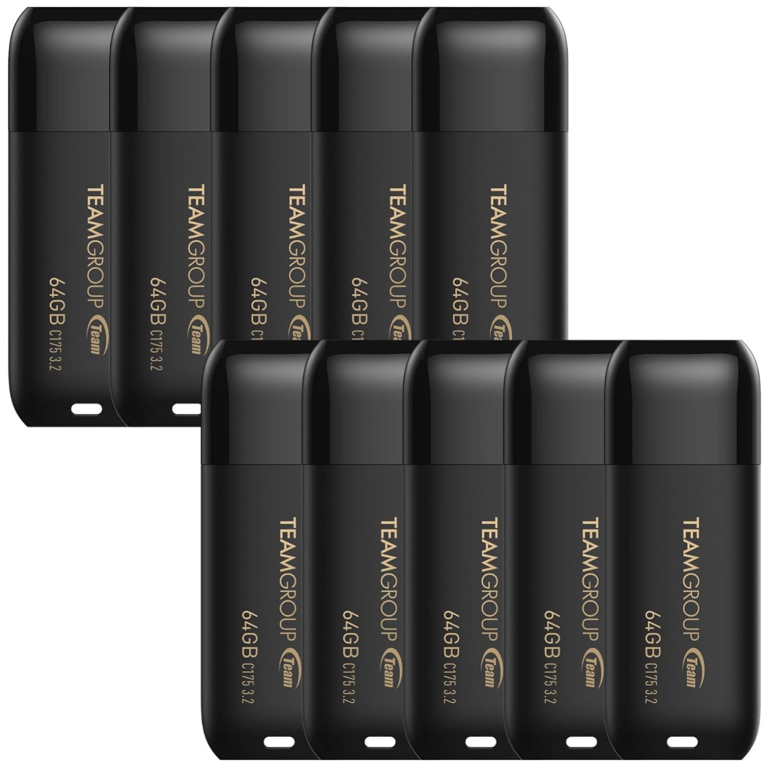 10-Pack Black USB Flash Drive 64GB External Data Storage