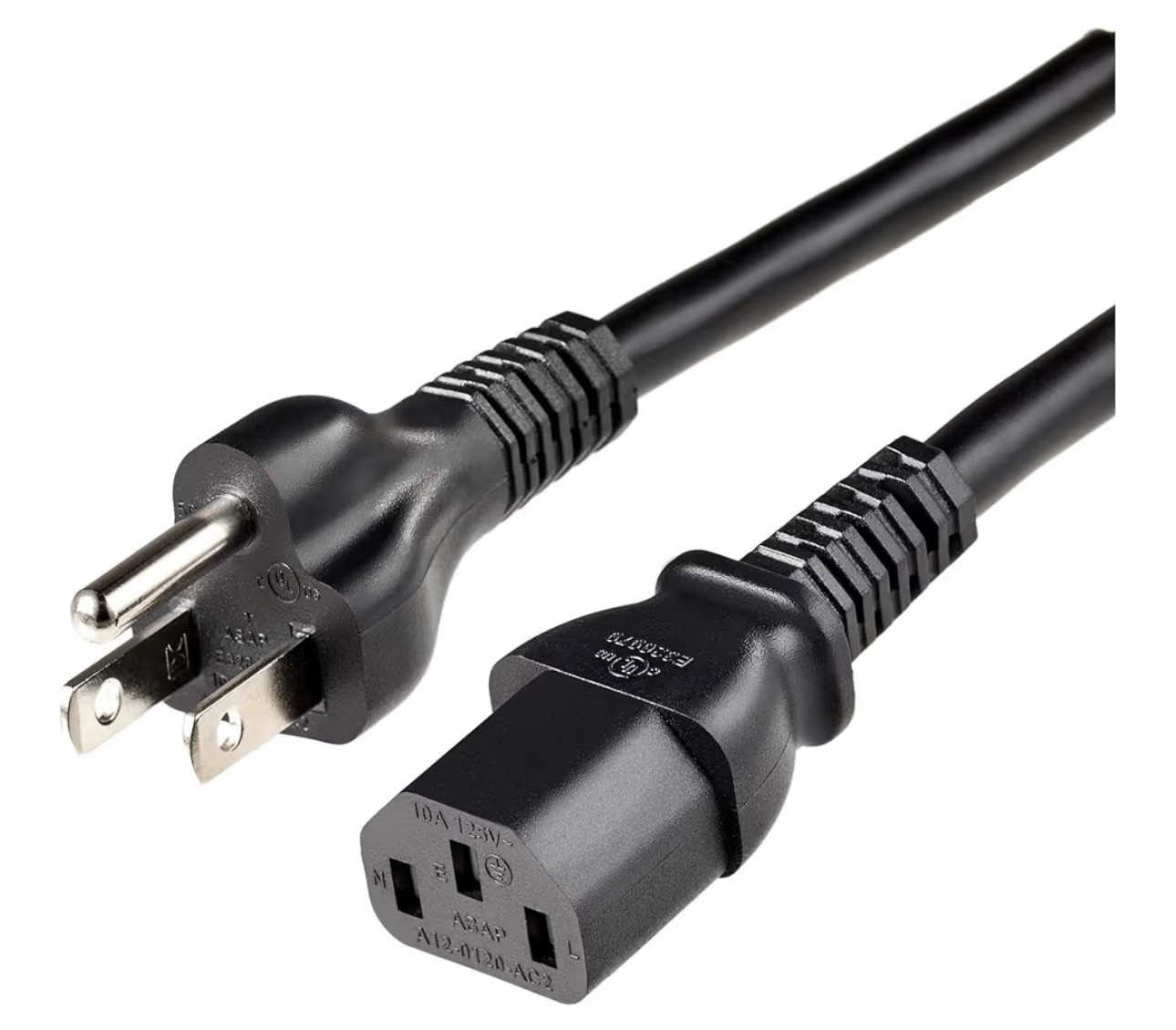Amazon Basics Black 12 ft Computer Power Cord Lot of 5 New