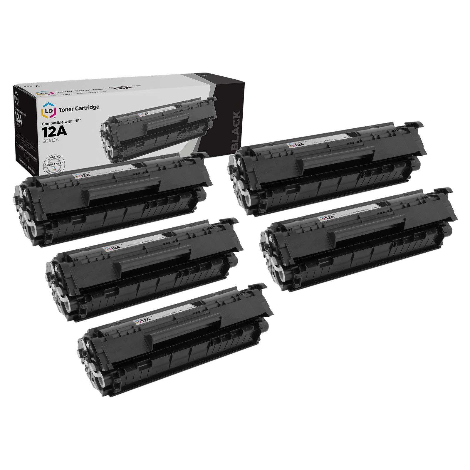 LD 5PK Comp Black Laser Toner Cartridge for HP 12A Q2612A LaserJet 3055 M1319