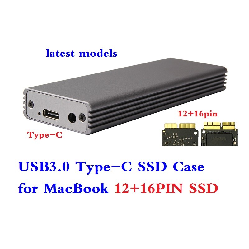 Type-C SSD Enclosure for 12+16pin MacBook Air Pro 2013/14/15/16/17 SSD case new