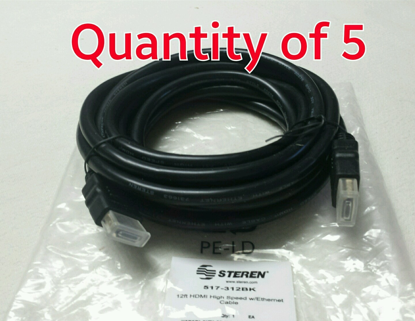 qty-5  12 FT HDMI  517-312BK STEREN High-Speed Cable w/Ethernet STRN517312BK New