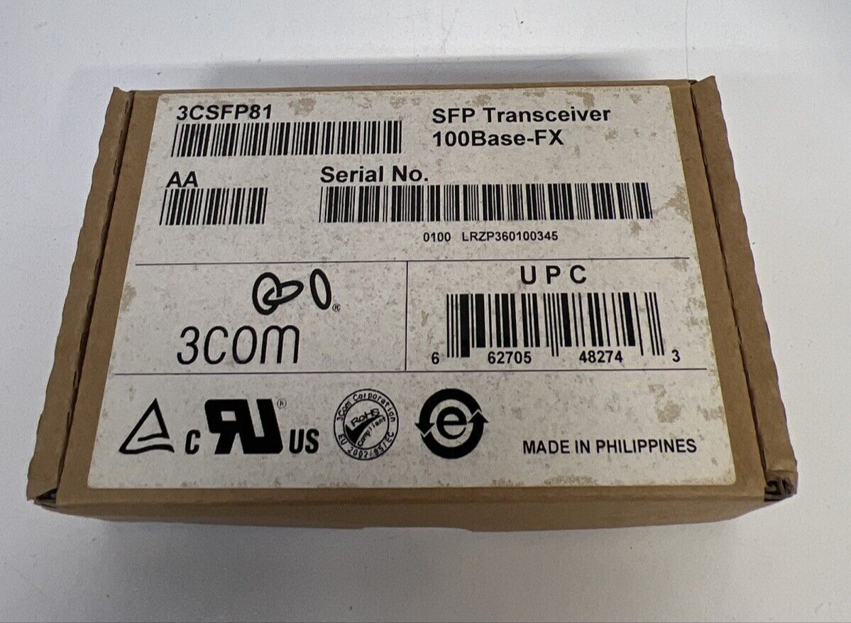 NEW 3CSFP81 3COM Compatible 100BASE-FX SFP,  In The Box