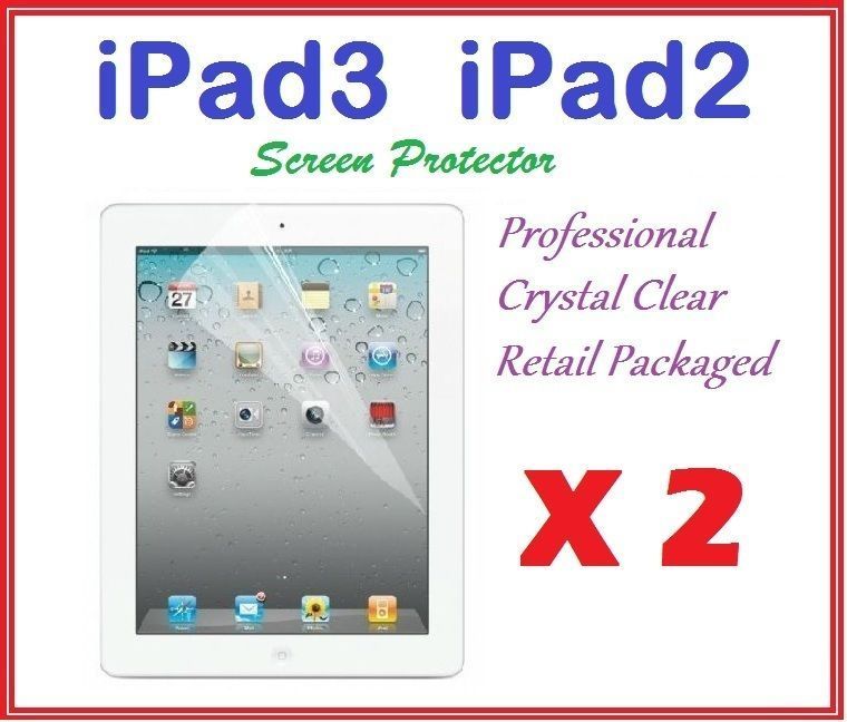 2 X NEW iPAD iPAD2 iPAD3 ULTRA CLEAR LCD SCREEN PROTECTOR CRYSTAL CLEAR FILM