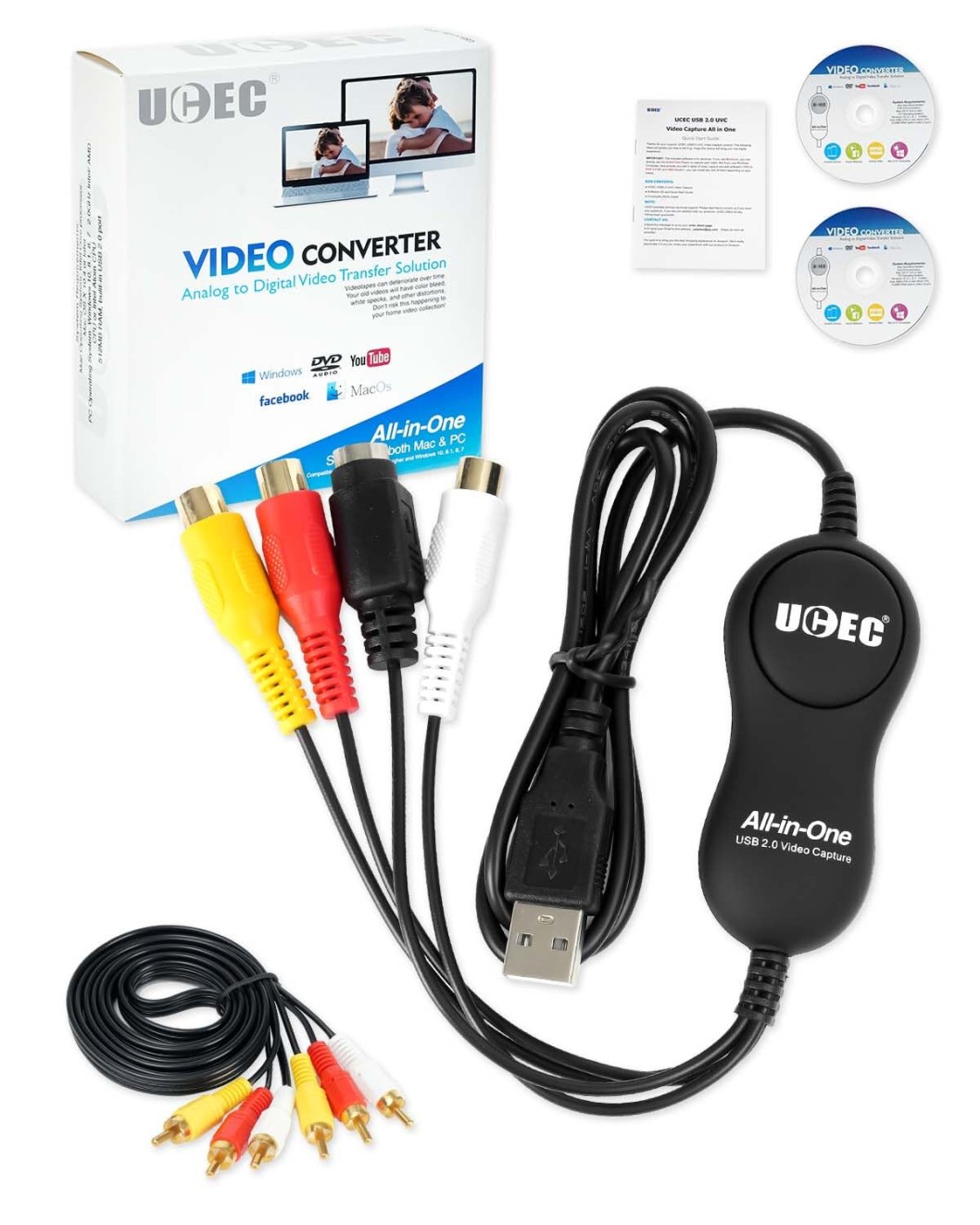 UCEC VHS/VCR to Digital Converter Kit, USB 2.0 Video Capture Card Device