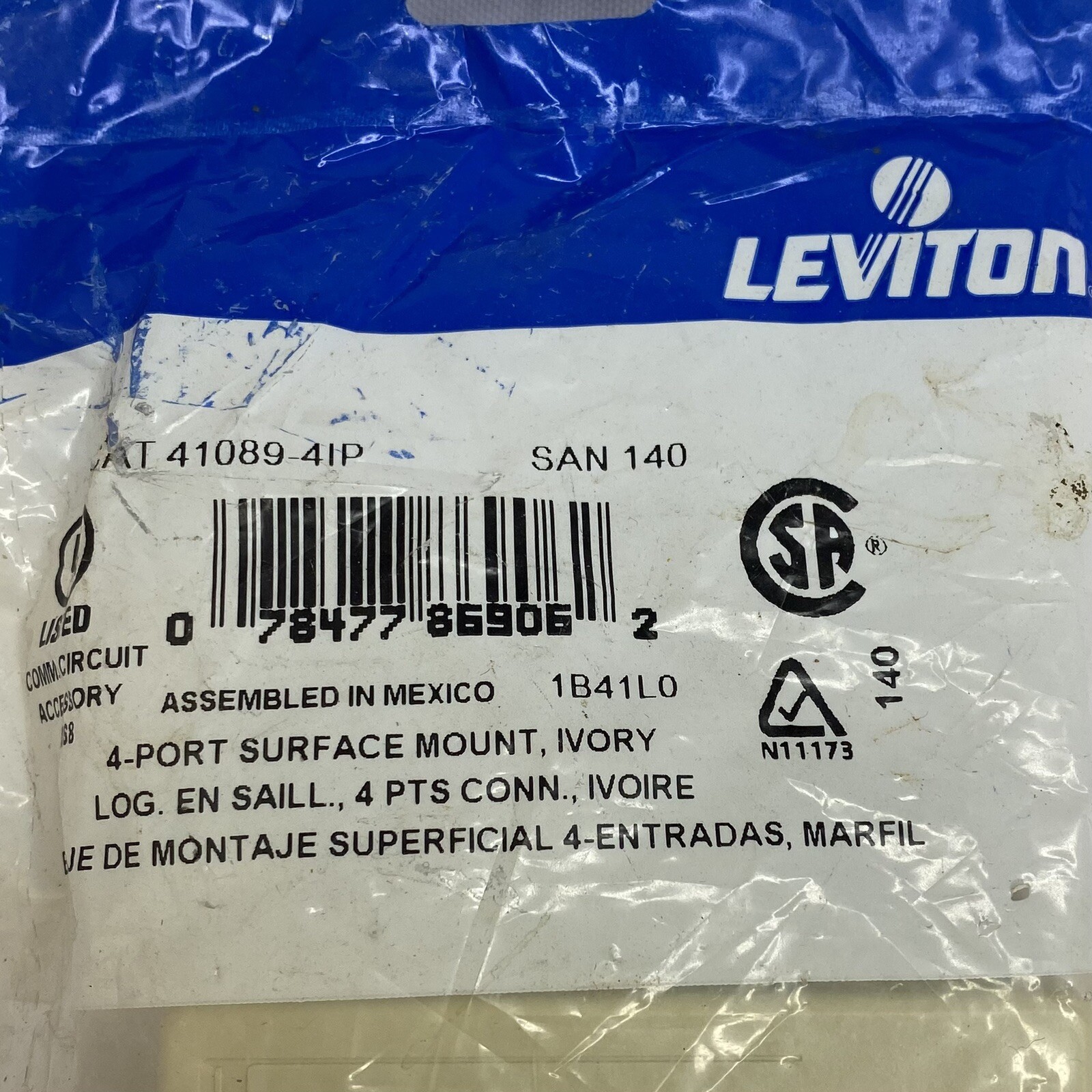 Leviton 4 Port Surface Mount Box Network Ethernet CAT 41089-4IP Ivory Keystone