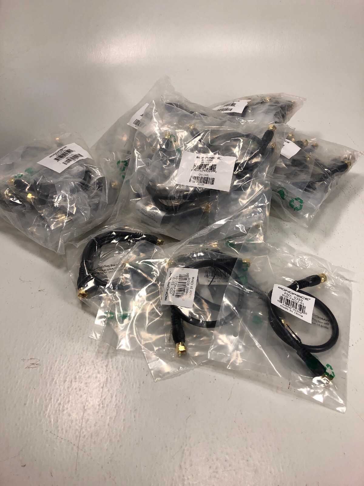 Lot 56-Monoprice 1.5ft RG6 (18AWG) 75Ohm, Quad Shield, CL2 Coaxial Cable - Black