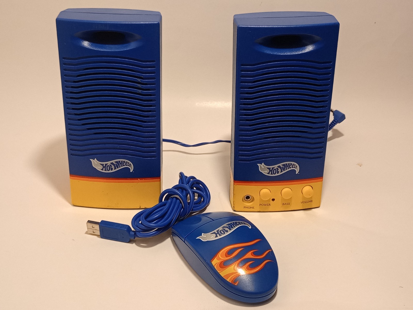 Hot Wheels Computer Mouse & Amplified Multimedia Speakers 1999 Mattel Vintage