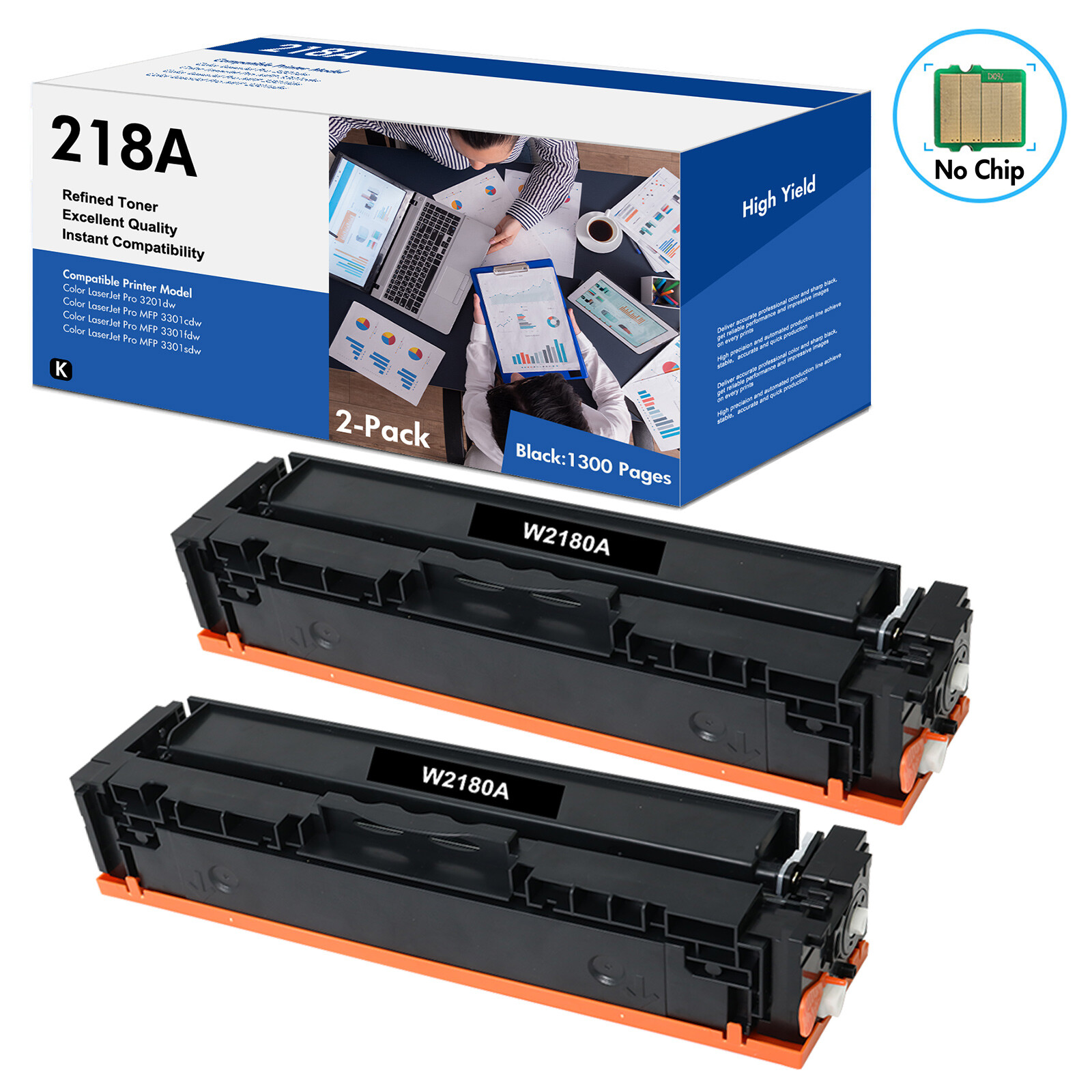 W2180A 218A 218X W2180X NO Chip Toner For HP Pro 3201dw MFP 3301fdw 3301sdw Lot