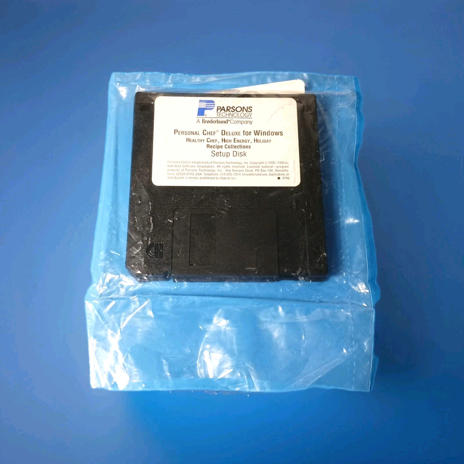 Parsons Technology 3.5" Diskettes  Personal Advocate Chef Deluxe NEW Sealed