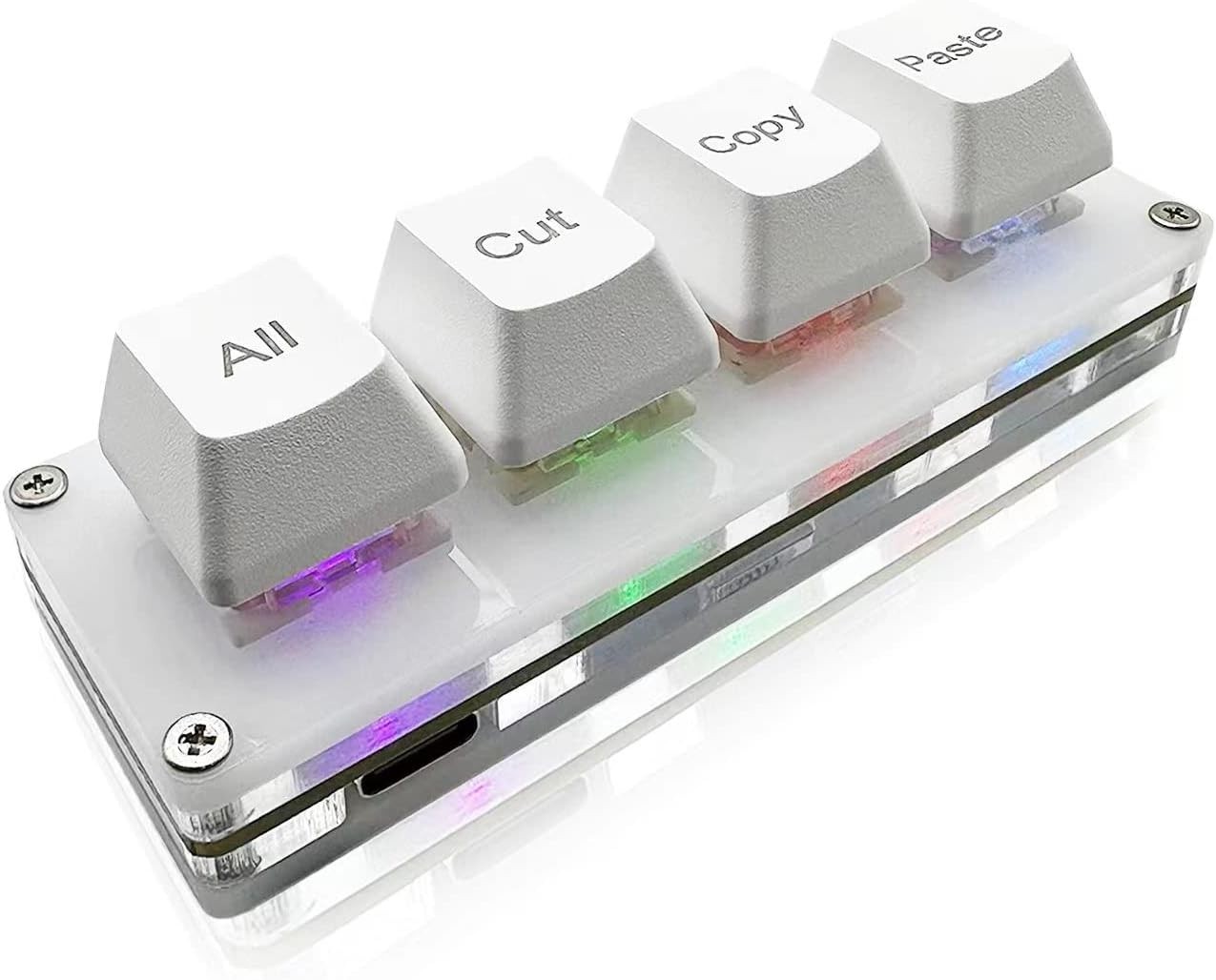 Mini 4-Key Select-All Cut Copy Paste Macro Pad Ctrl A X V Shortcut Handed Key...