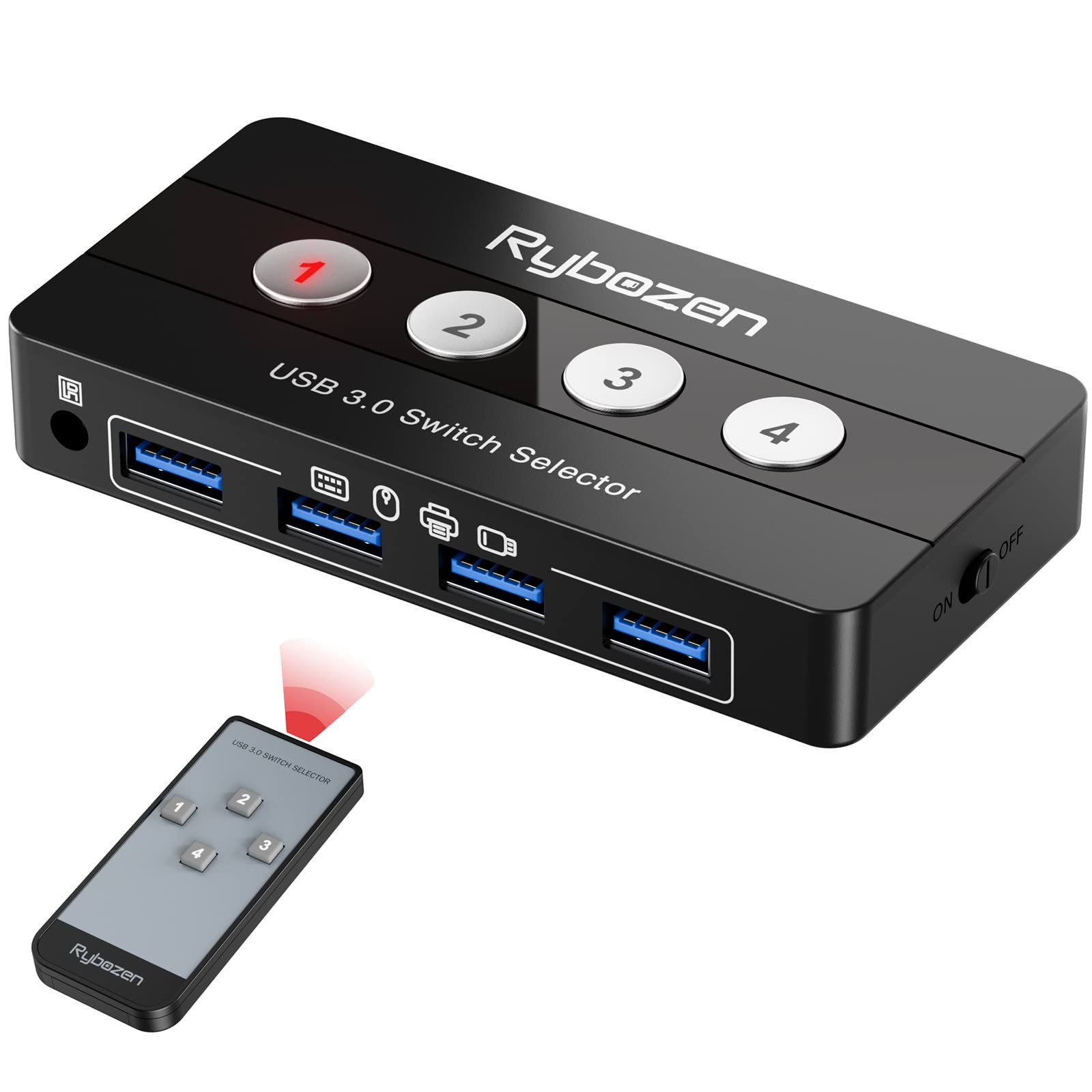 USB 3.0 Switch Selector, 4 Port Switch USB Peripheral Switcher Box, 4