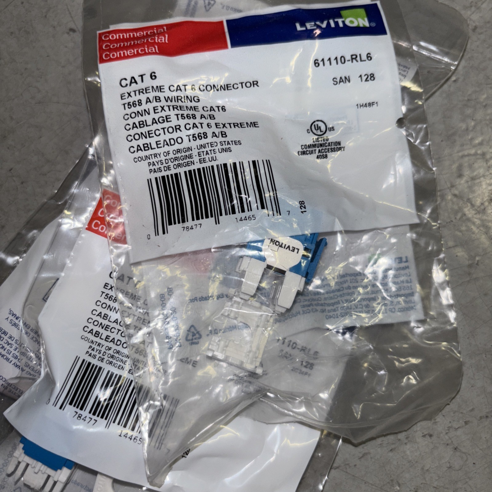 Leviton 61110-RL6 eXtreme Cat 6 QuickPort Jack, Blue A/B Wiring - 15 PACK - New
