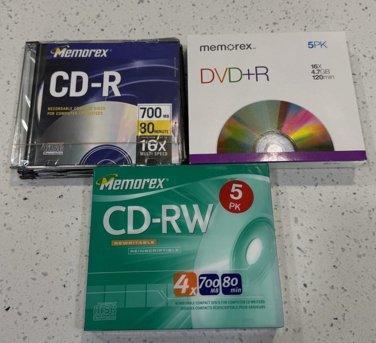 Memorex Blank CD-R CD-RW DVD+R Lot 700MB 4.7GB Recordable Discs 16x 4x