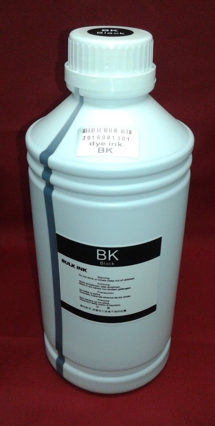 1 Liter Black Refill Dye Ink compatible for Epson  EcoTank HP Canon Brother 1000