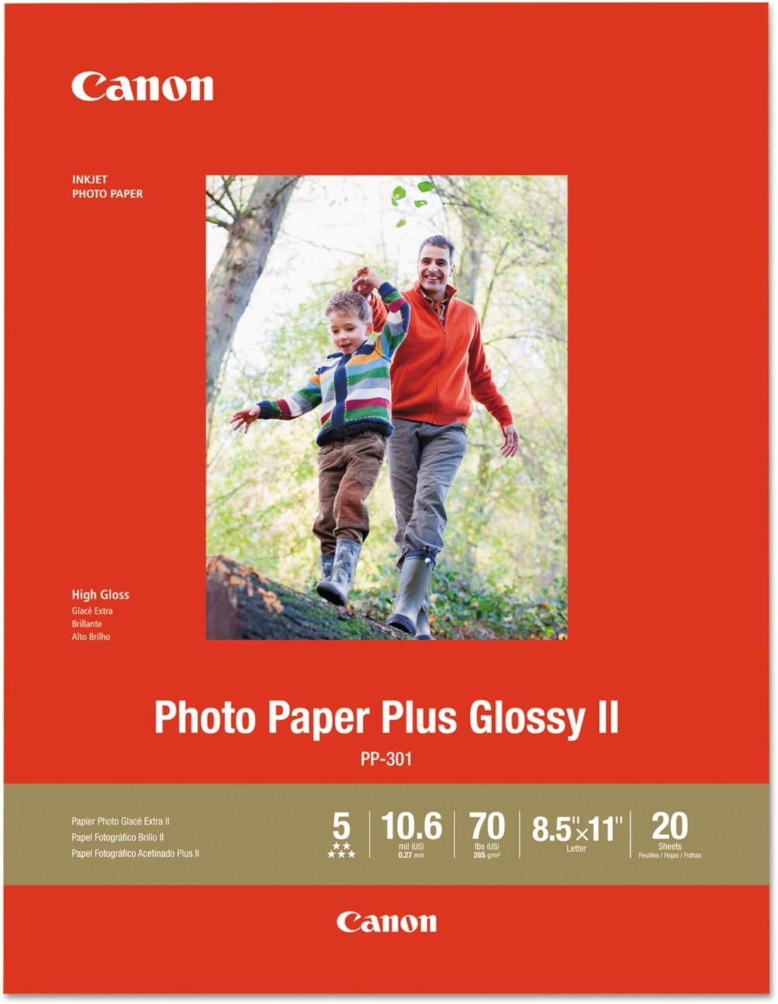 Canonink Photo Paper plus Glossy II 8.5" X 11" 20 Sheets 1432C003