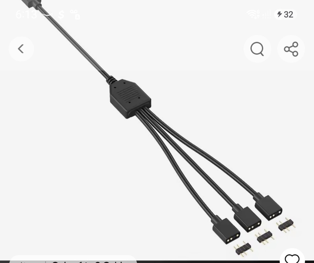 5V 3 Pin Argb Splitter 1 To 3 Cable For Rgb Led Strips And Fans