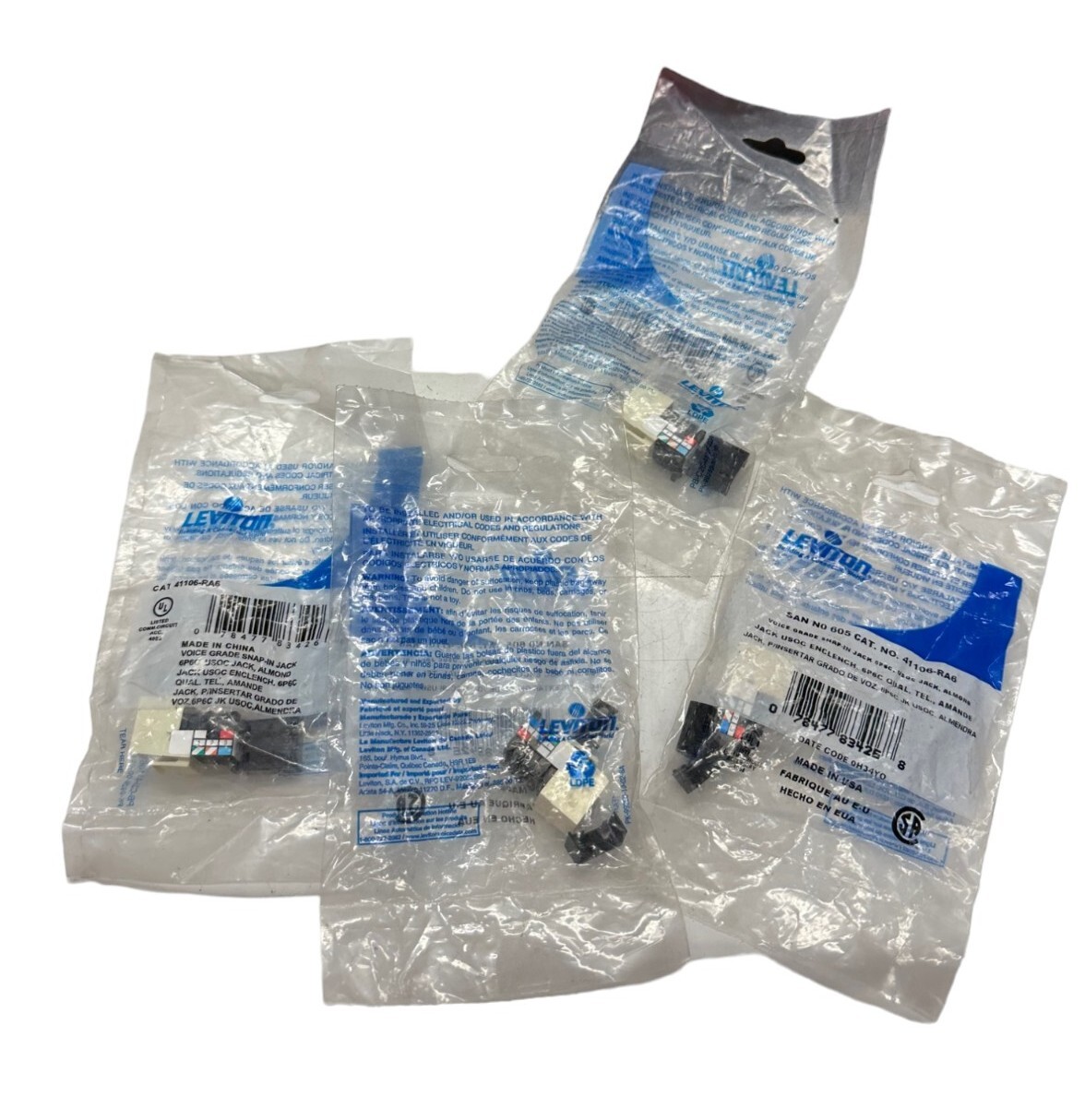 LEVITON 41106-RA6 Voice Grade Snap-In Jack 6P6C (LOT OF 4) **SALE**