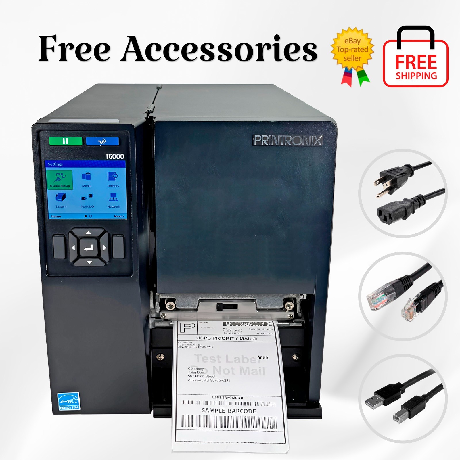 TESTED Printronix T6000 T6304 Thermal Transfer Label Printer 300 dpi LAN USB