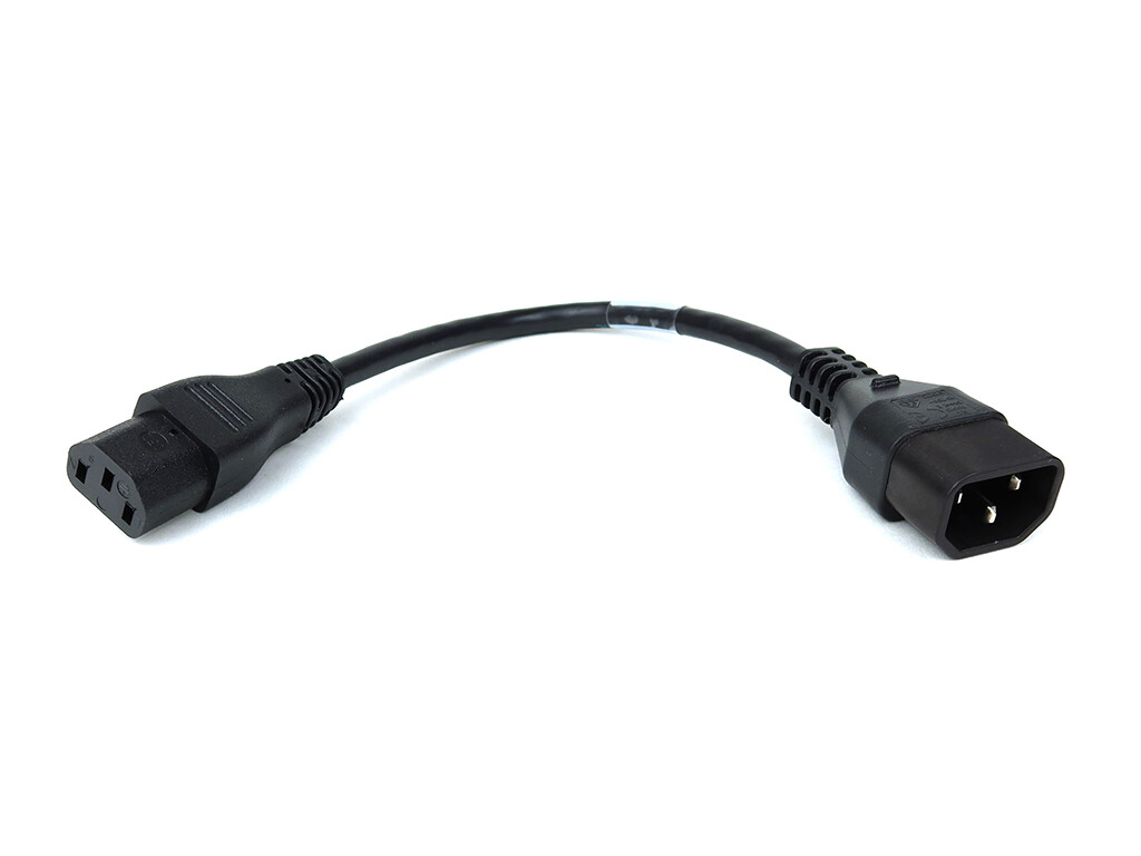3X17AWG 1FT IEC 320 C13 FEMALE TO C14 MALE 3000W 250V 12A POWER CABLE IEC60320