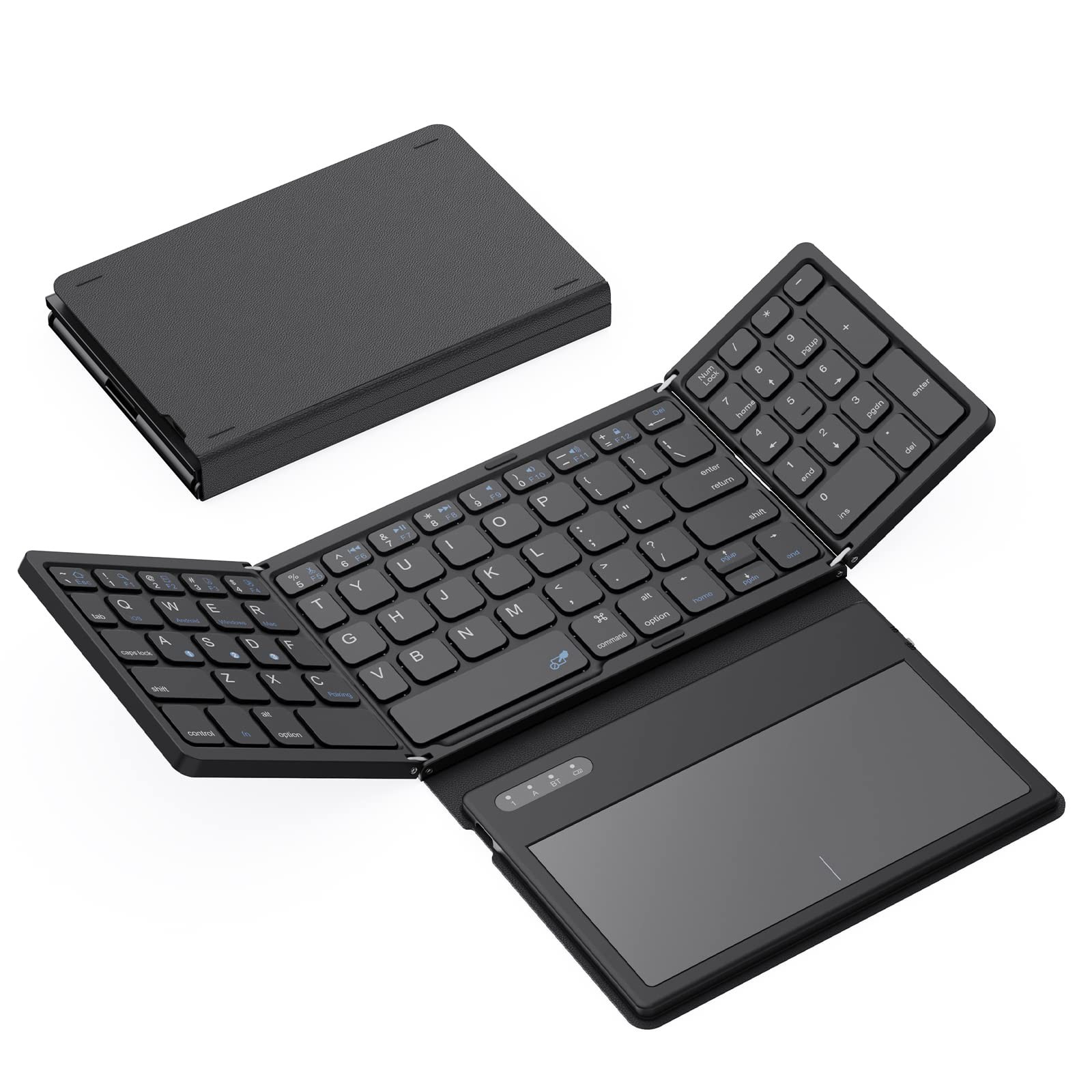 GEODMAER Foldable Bluetooth Keyboard, Portable Full Size Folding Black