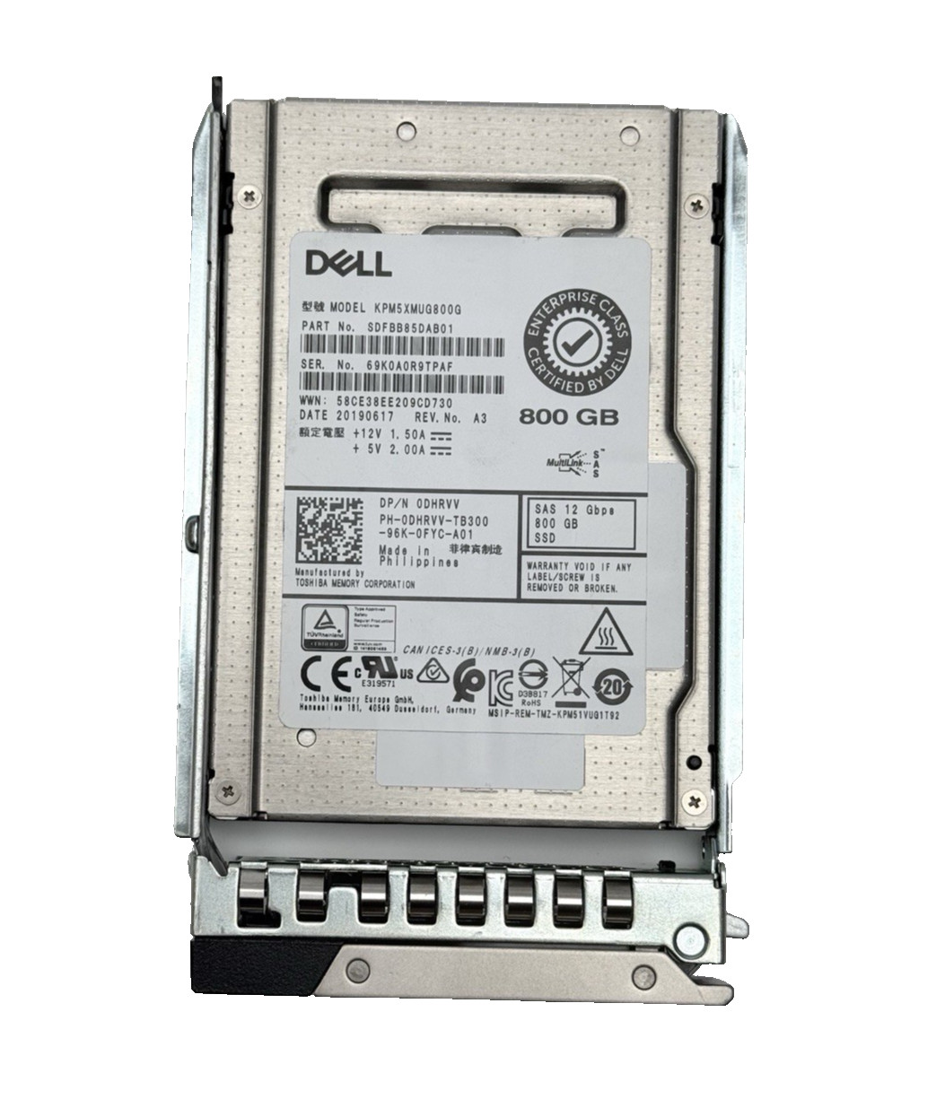 SDFBB85DAB01, 800GB 2.5" SAS 12 Gbps SSD, KPM5XMUG800G