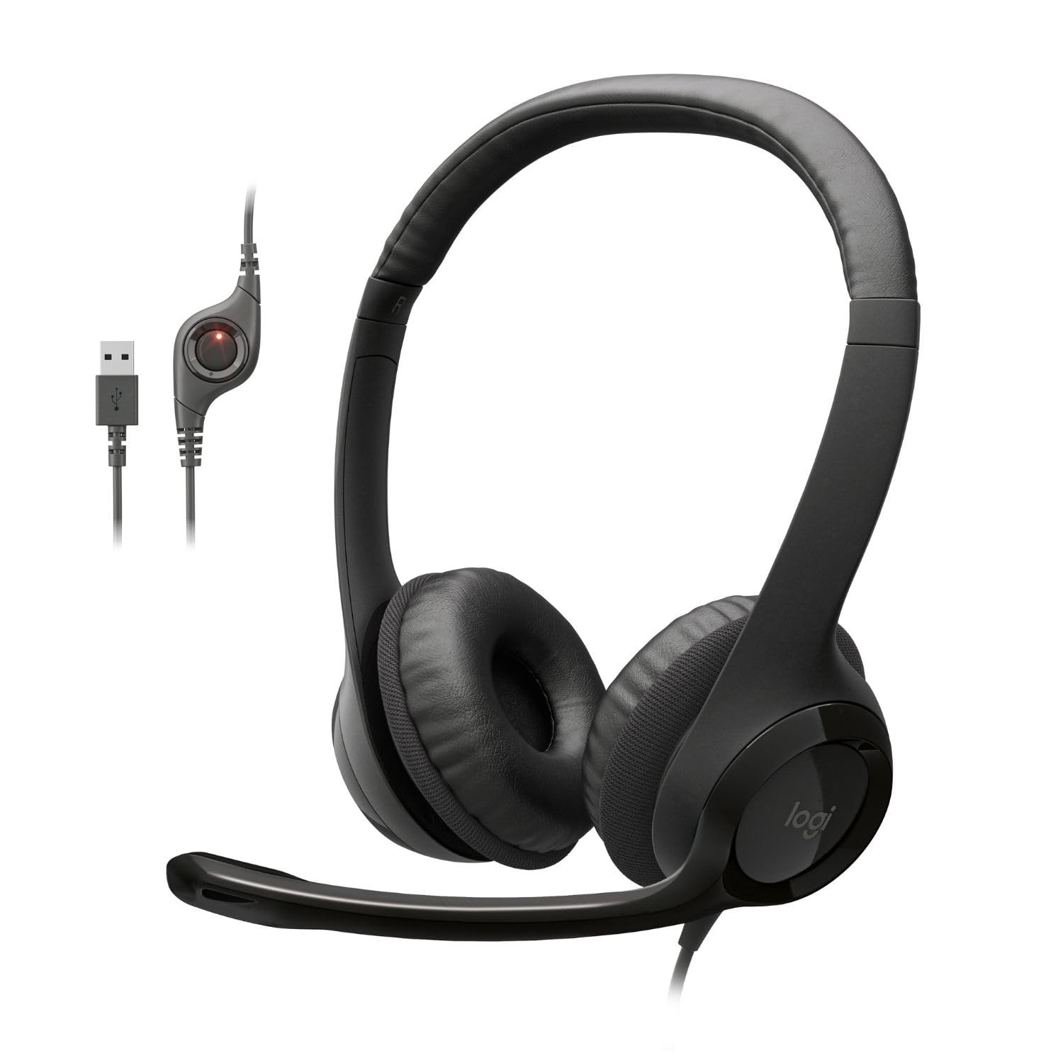 Logitech H390 Wired Headset PC/Laptop Stereo Headphones, USBA, Black