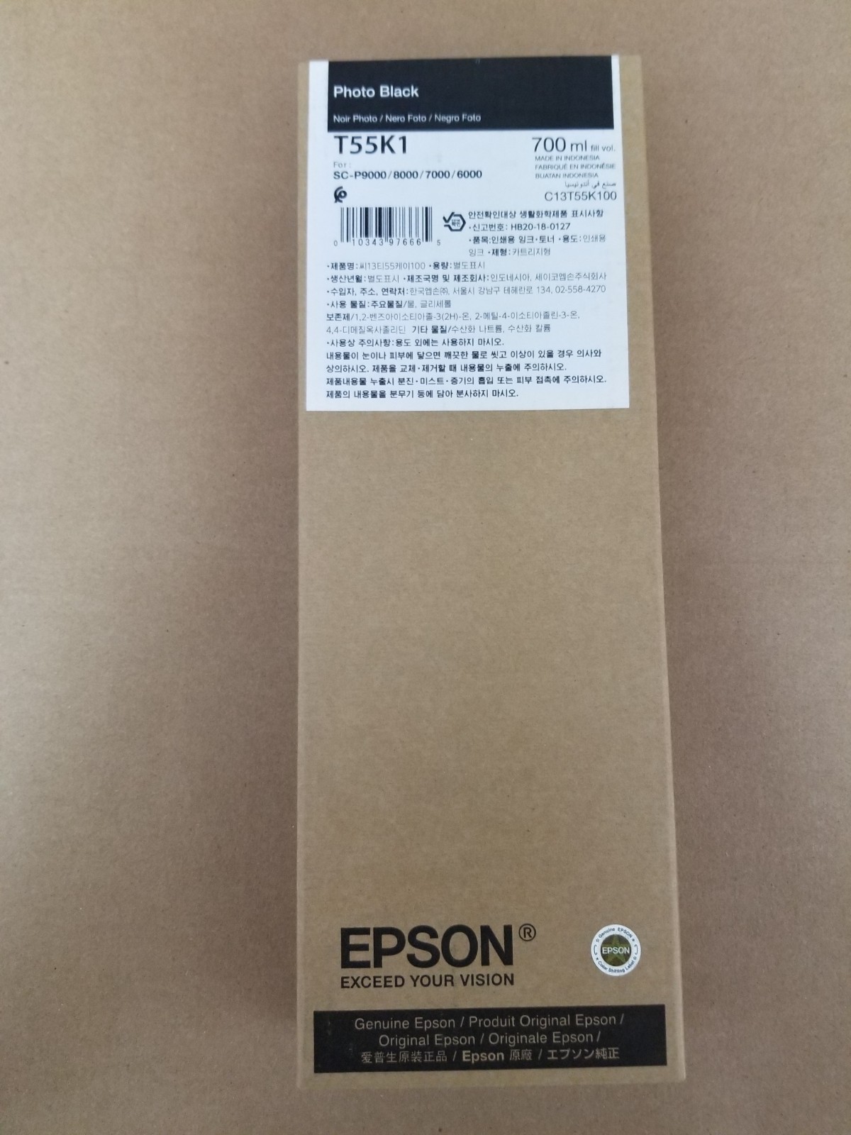 GENUINE Epson UltraChrome HD Photo Black Ink 700ml For P6/7/8/9000 (T55K100)