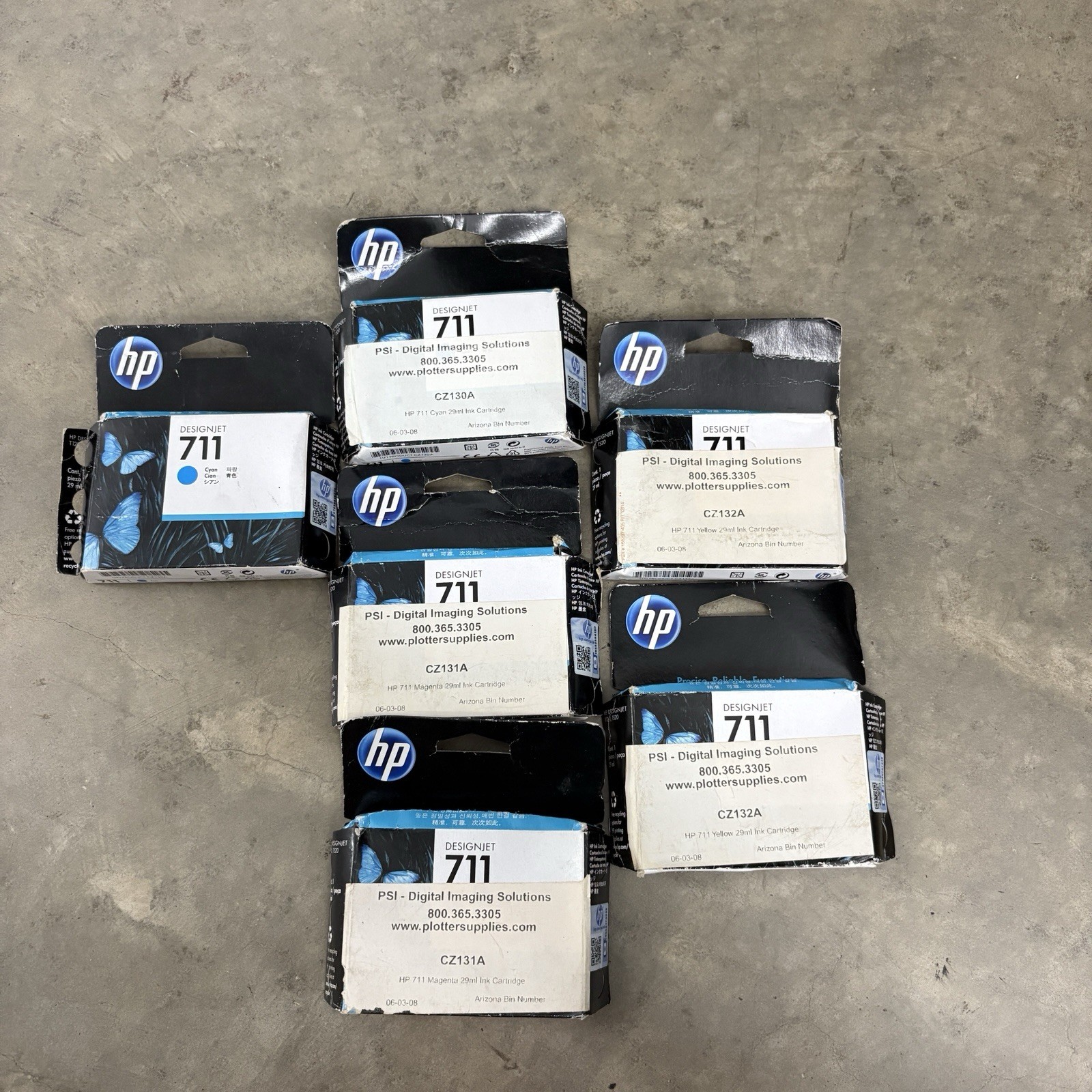 Set of 6 Genuine HP 711 Ink Cartridges Cyan Magenta Yellow