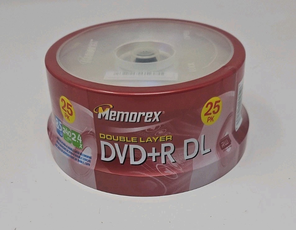 Memorex DVD+R DL Double Layer Blank Media Discs 8.5GB 25-Pack Spindle 3202 5647