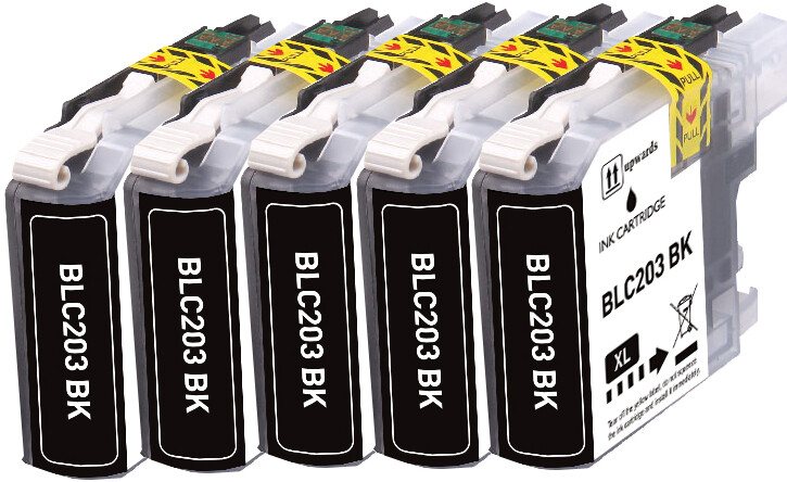 5P BLACK Printer Ink +Chip fits Brother LC203 MFC J680DW J460DW J5320DW J480DW 