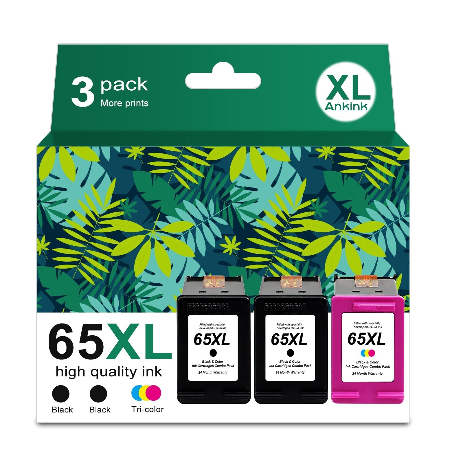 3 Pack 65XL Compitable Ink Cartridges Replacement for HP Ink 65 XL HP65XL Com...