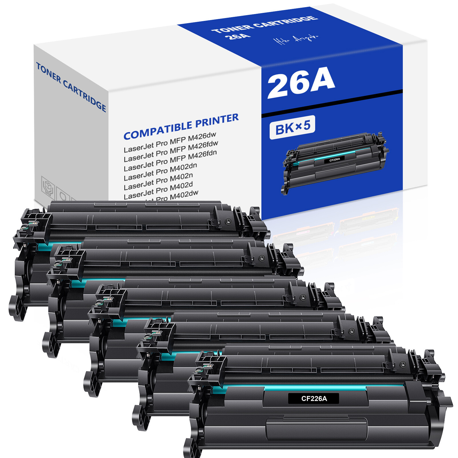 5x CF226A Ink Toner Compatible With HP 26A LaserJet Pro M402dn M426fdw MFP Black