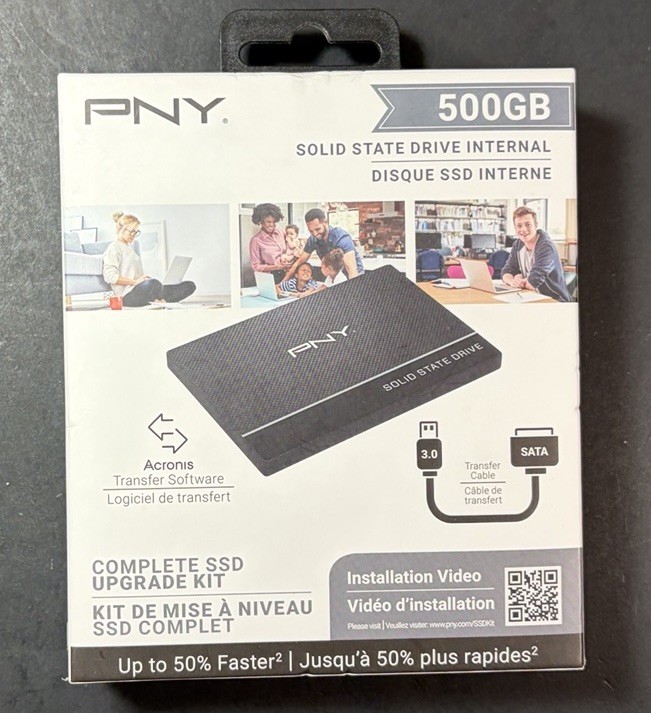 PNY Internal SSD 500GB Complete Upgrade Kit [ 2.5-inch SATA-III 7mm ] NEW