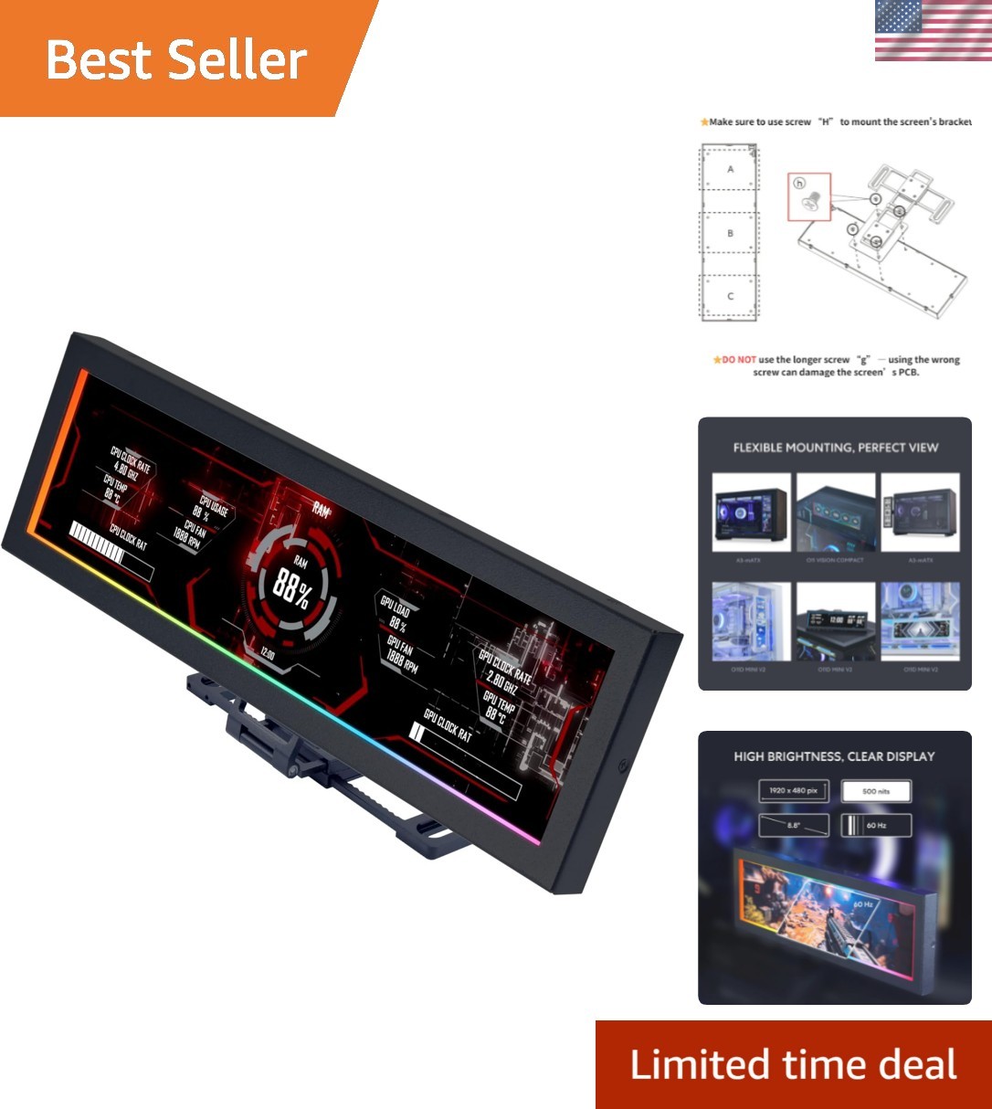 8.8" Universal Screen-Black-SM088X