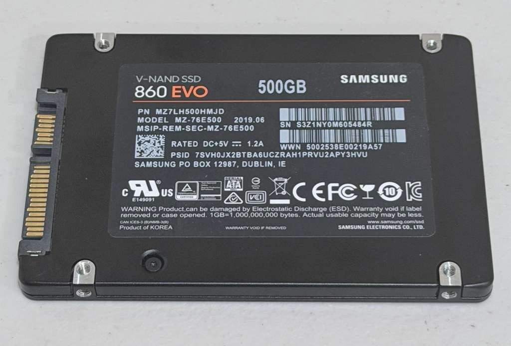 Samsung 860 EVO 500GB 2.5" SATA III SSD MZ-76E500 Solid State 99% Health wiped