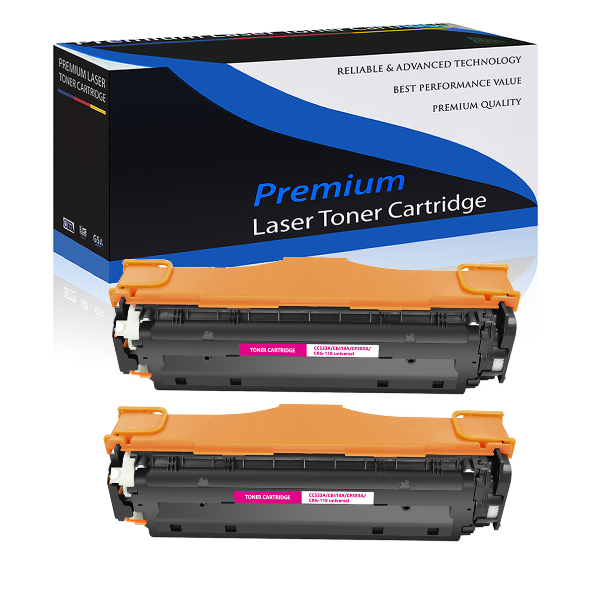 2 Pack CC533A Magenta Toner Cartridge For HP 304A LaserJet CP2025 CM2320 Printer