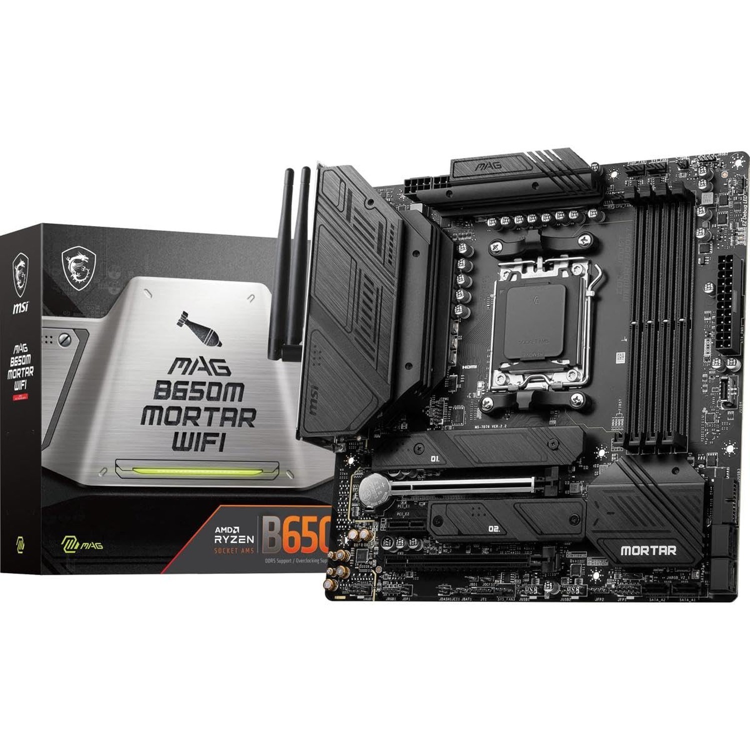 MSI MAG B650M Mortar WiFi Gaming Motherboard (AMD Ryzen 9000/8000/7000 Series...