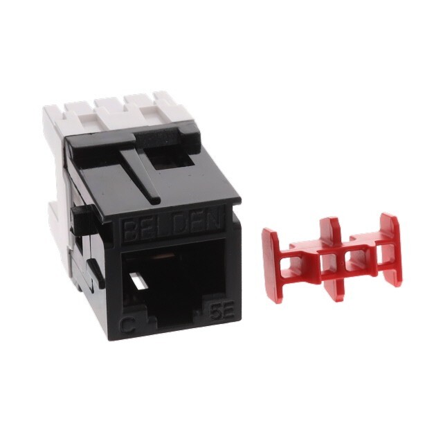 Belden AX101047 MDVO Style CAT5e RJ45, Modular Ethernet Jack, Black, Pack of 10