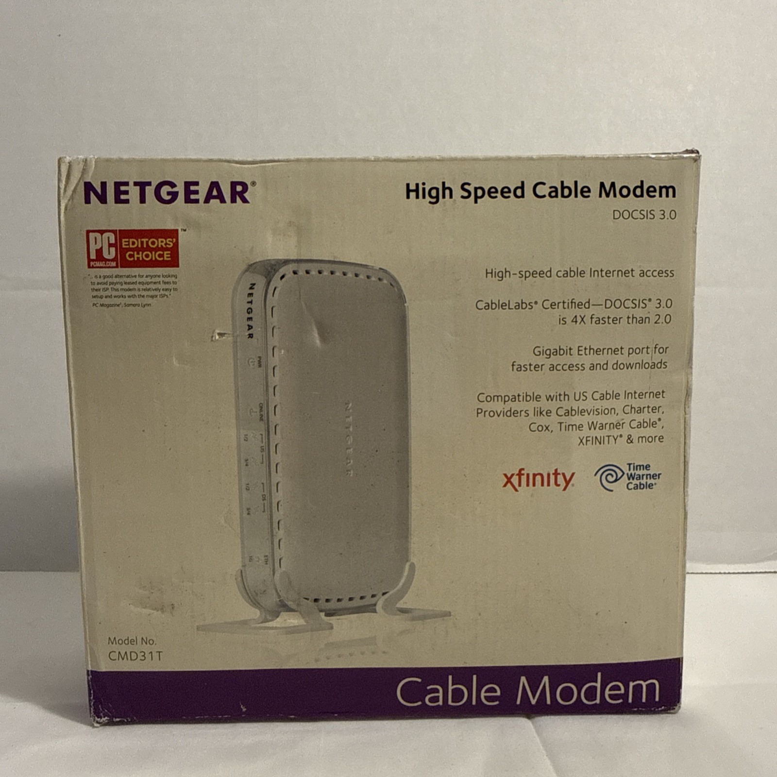 Netgear High Speed Cable Modem Docsis 3.0 NIB White Model CMD31T Internet