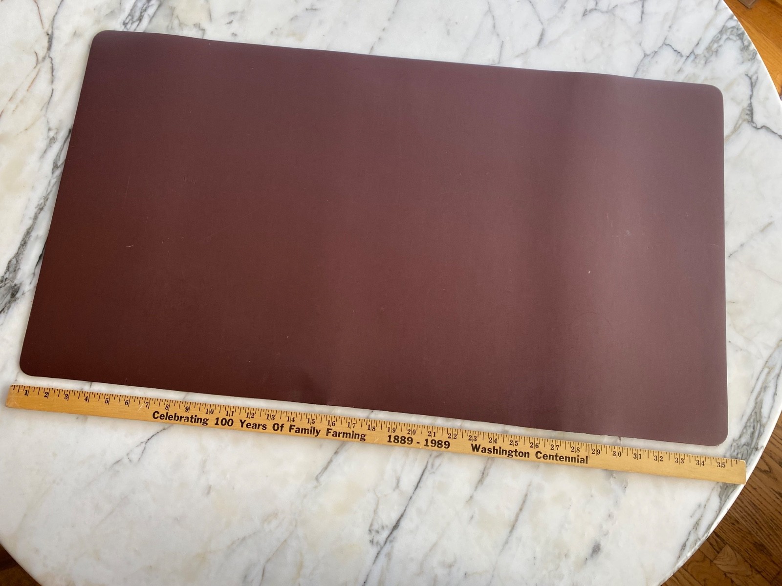 Large Vintage Brown Faux Leather Desk Mat 35" x 19" Non-Slip