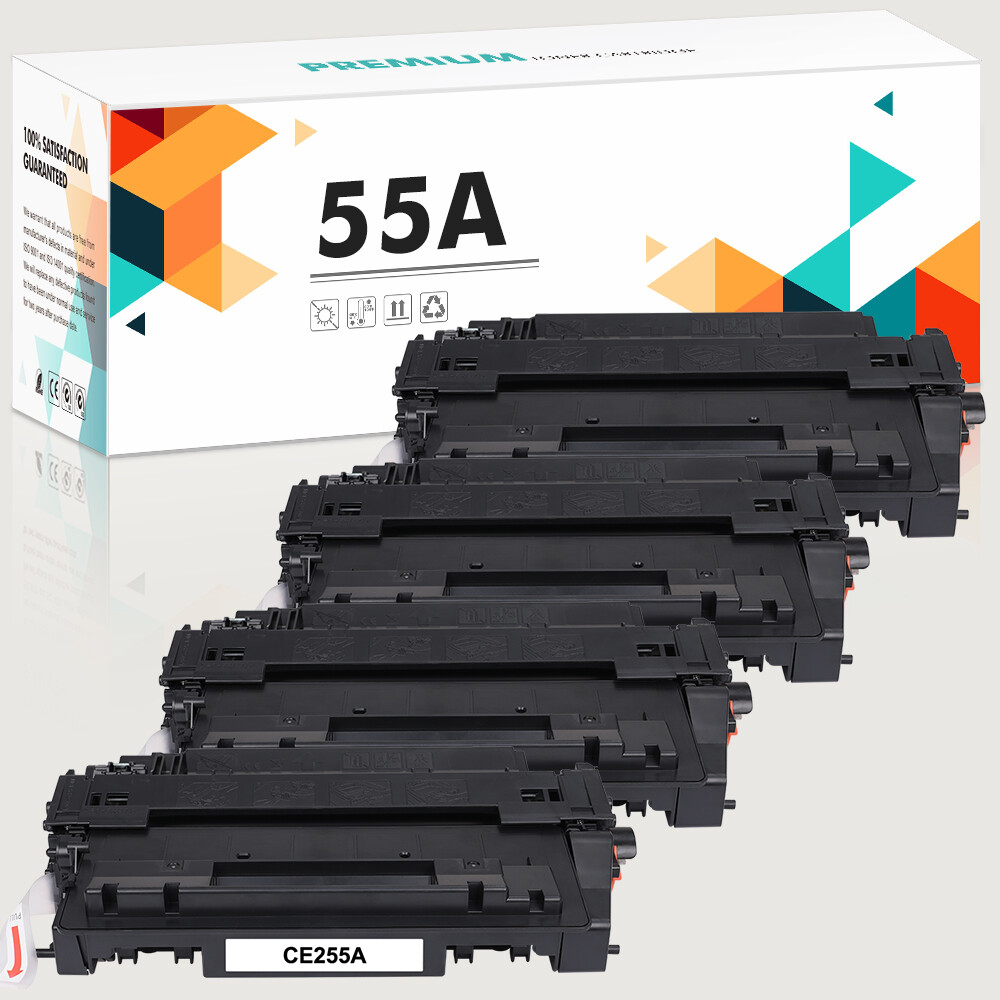 4 Pack CE255A 55A Toner Compatible With HP LaserJet MFP M525c P3015x P3015Dn