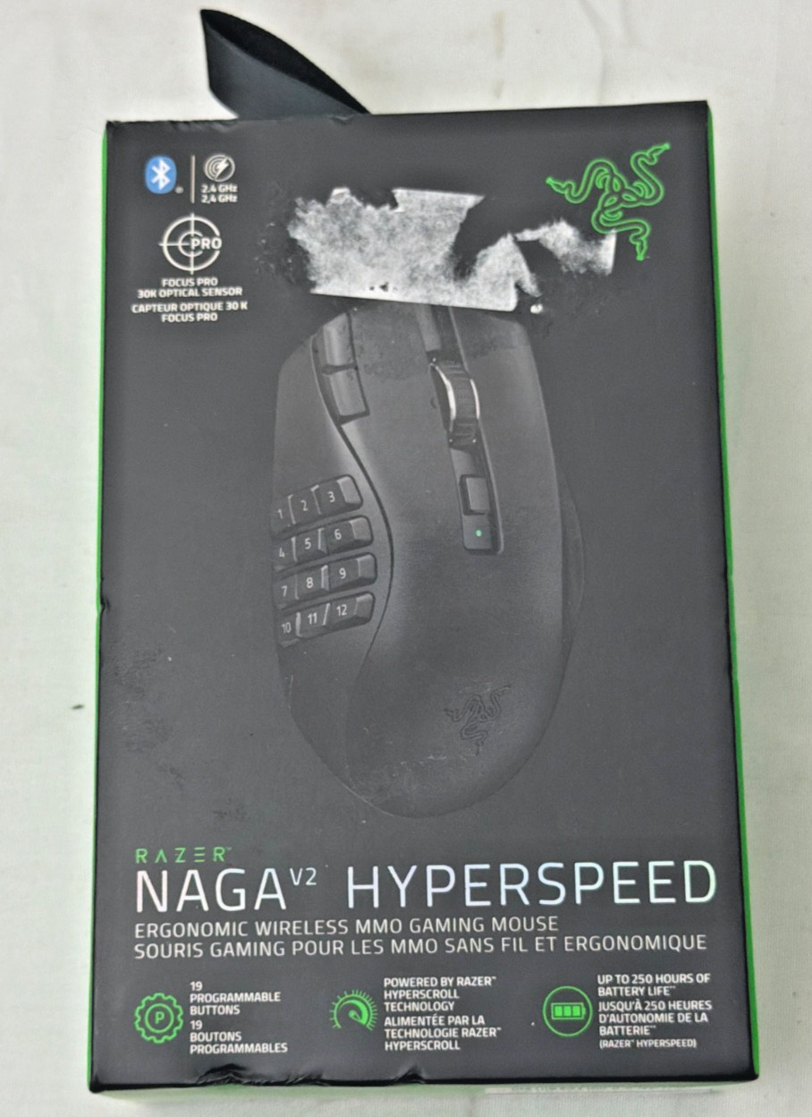 Razer Naga V2 HyperSpeed Wireless Gaming Mouse RZ01-0360 - NEW AND SEALED