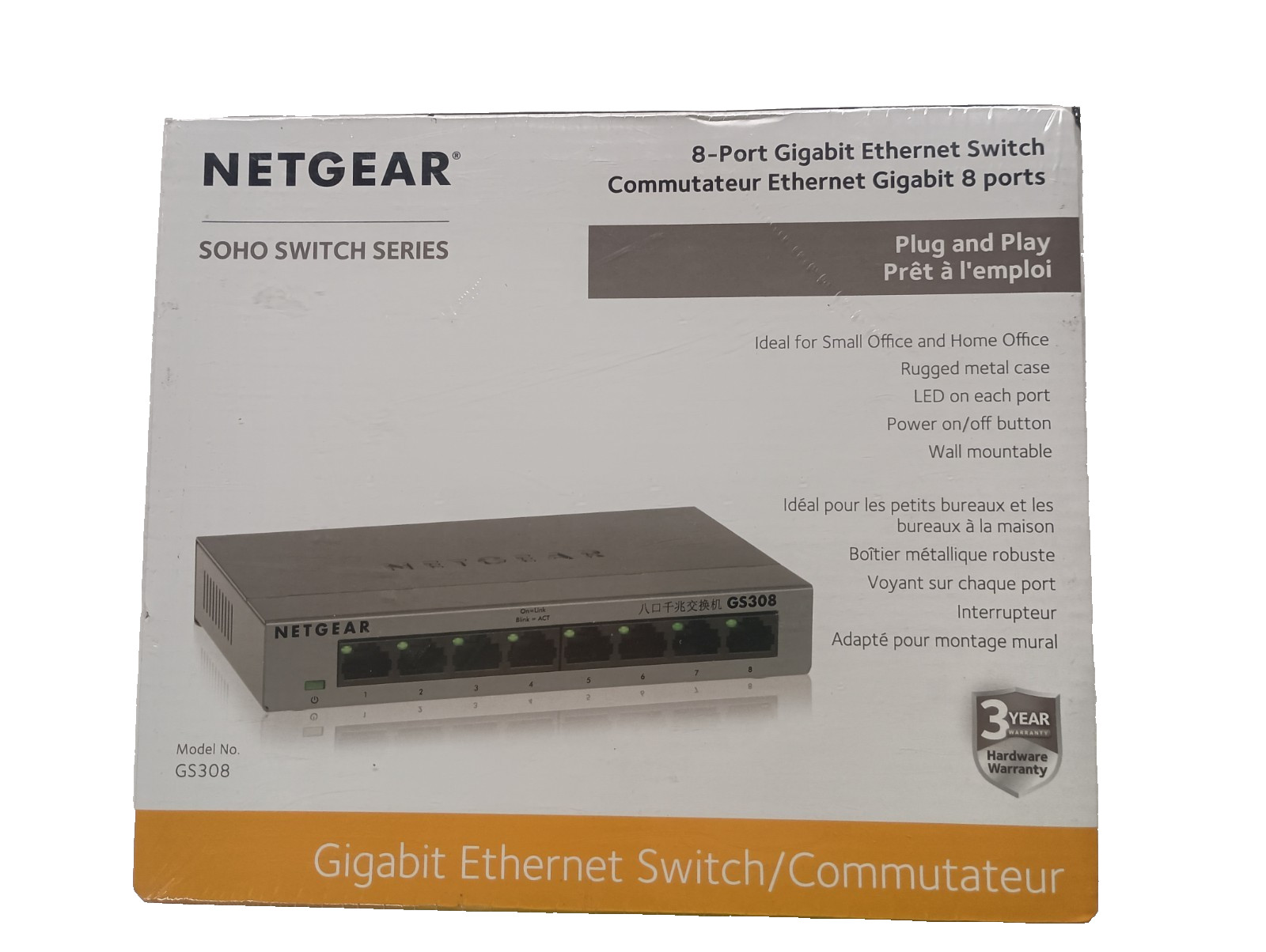 NETGEAR  GS308-100PAS 8-PORT GIGABIT SWITCH  - 1 Factory Sealed, 1 NEW Open Box