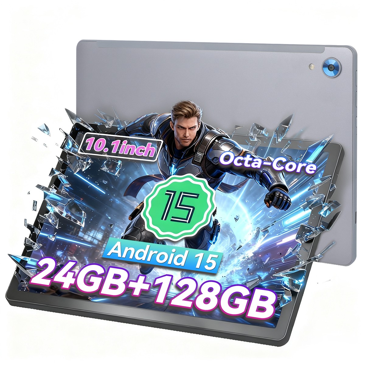2025 10.1 inch Android 15 Tablet 24GB RAM 128GB ROM Dual Camera IPS HD LCD Touch