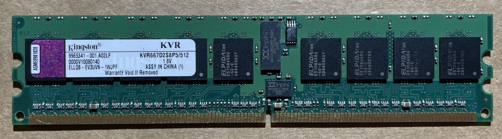 1PC of KINGSTON KVR667D2S8P5/512 PC2-5300 DDR2 667 512M ECC REG FOR SERVER