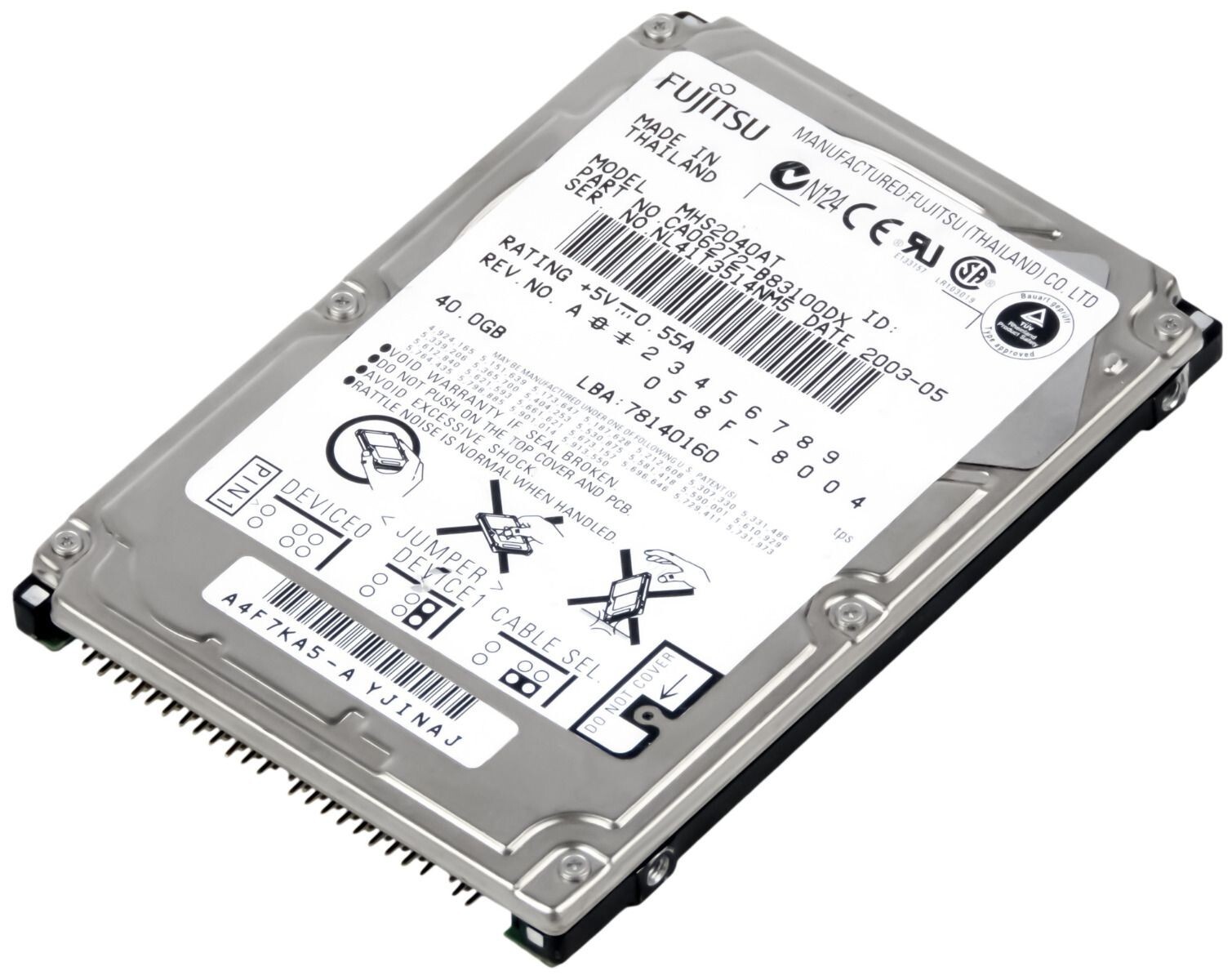 Fujitsu Hard Drive 40GB MHS2040AT 4.2K 2MB ATA 2.5''