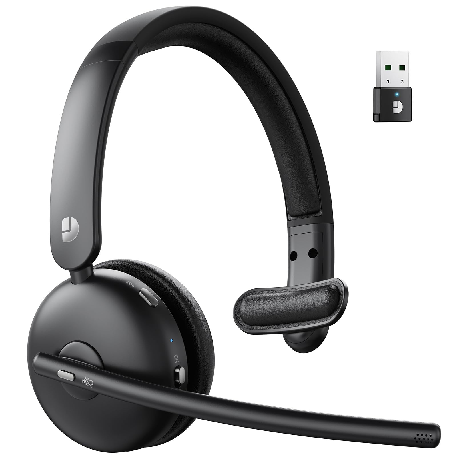 Wireless Headset with Mic for Work, Bluetooth Headset with Mic, AI Noise Canc...