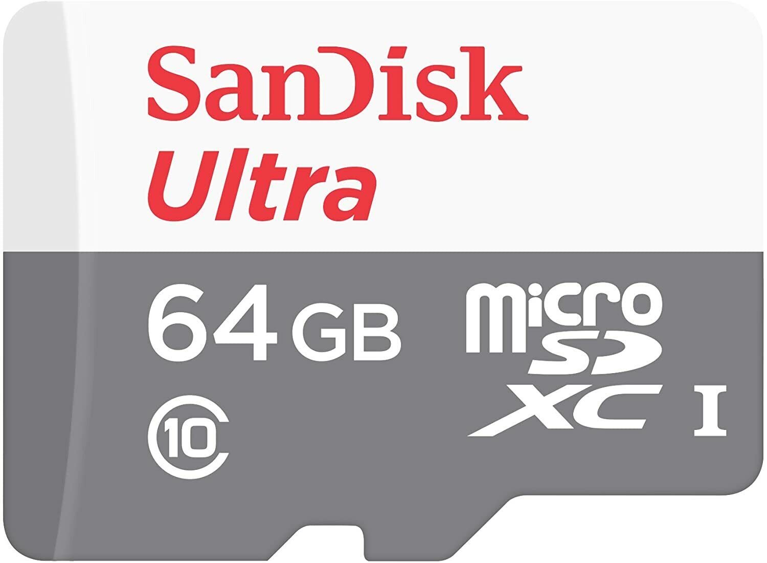 64GB MEMORY CARD SANDISK ULTRA HIGH SPEED MICROSD CLASS 10 for PHONES & TABLETS